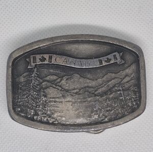 INDIANA METAL CRAFT 1978 Vintage Canada Scenic Landscape Belt Buckle